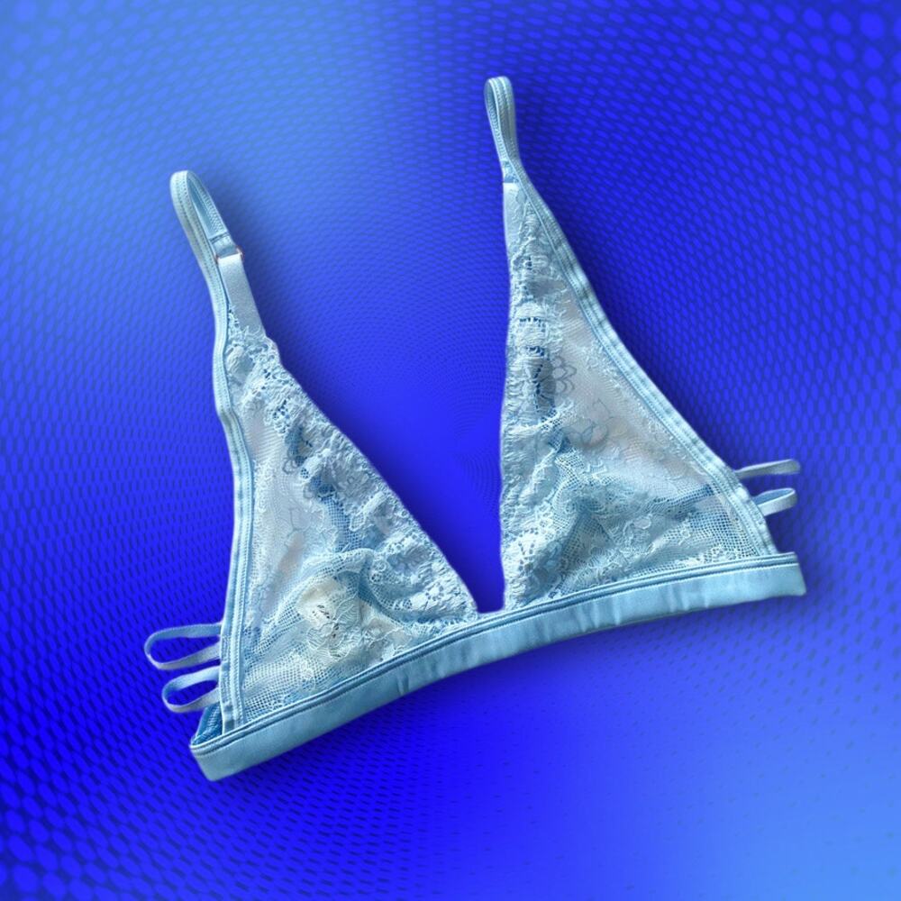 NWT Aerie lace and satin bralette in sky blue, size XS